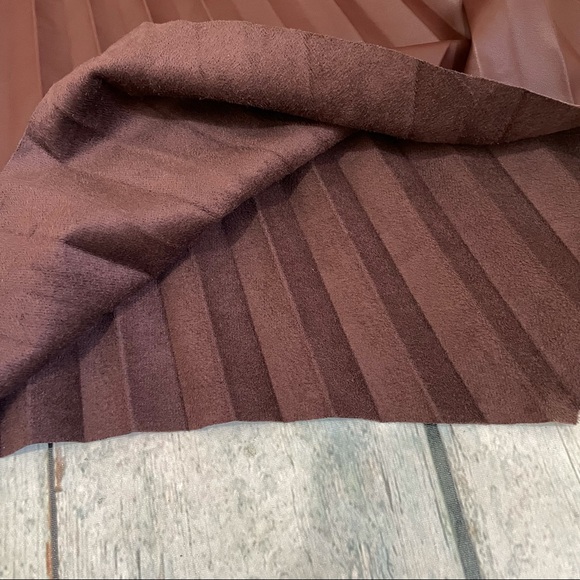 Zara XS brown faux leather pleated skirt high waisted Asymmetric hem Zipper - Picture 9 of 11